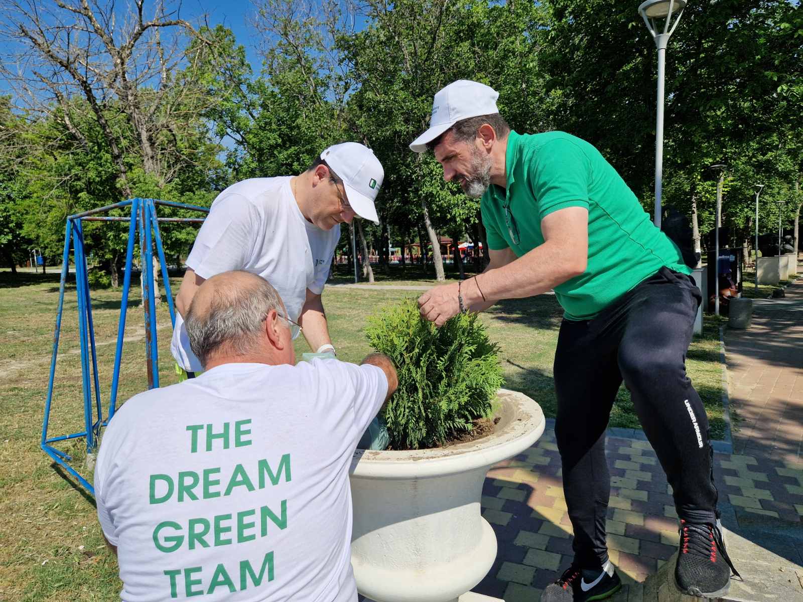 The Green Dream Team plants trees with the Mayor of Devnya
